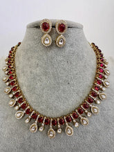 Ruby Victorian Moissanite polki Cz diamond Necklace, Indian Bridal Jewelry, Bollywood Sabyasachi Designer necklace, Pakistani Wedding