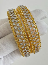 Set of 2 Cz Classic Bangles With 2 Tone Plating /CZ Bangles/Bracelet/Indian Party Bangles/CZ stone bangle/Indian wedding/bridal jewelry 2pcs
