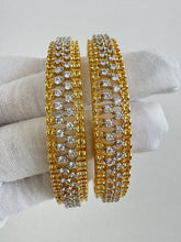 Set of 2 Cz Classic Bangles With 2 Tone Plating /CZ Bangles/Bracelet/Indian Party Bangles/CZ stone bangle/Indian wedding/bridal jewelry 2pcs