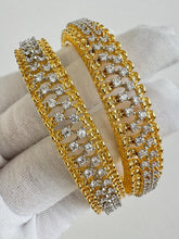 Set of 2 Cz Classic Bangles With 2 Tone Plating /CZ Bangles/Bracelet/Indian Party Bangles/CZ stone bangle/Indian wedding/bridal jewelry 2pcs