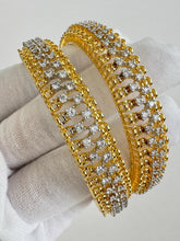 Set of 2 Cz Classic Bangles With 2 Tone Plating /CZ Bangles/Bracelet/Indian Party Bangles/CZ stone bangle/Indian wedding/bridal jewelry 2pcs