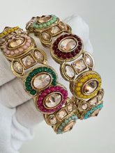 A Pair of Polki Pearl Kundan antique dull gold finish Bangles Pair /Punjabi bangles/Bridal bangles/Indian wedding jewelry/Pakistani/Kada