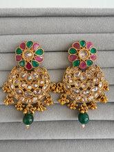 Gold Polki Kundan chandbali Indian Pakistani Earrings, Antique Chand Earring With Gold Plating, gold earrings, Indian wedding collection