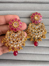 Gold Polki Kundan chandbali Indian Pakistani Earrings, Antique Chand Earring With Gold Plating, gold earrings, Indian wedding collection