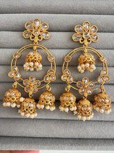 Gold Polki Kundan chandbali Indian Pakistani Earrings, Antique Chand Earring With Gold Plating, gold earrings, Indian wedding collection