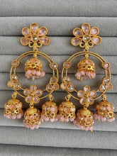 Gold Polki Kundan chandbali Indian Pakistani Earrings, Antique Chand Earring With Gold Plating, gold earrings, Indian wedding collection