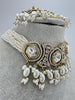 White Pearl Antique Polki Kundan Choker Necklace set, Indian jewelry, Pakistani necklace, Punjabi necklace, bridal, Indian wedding