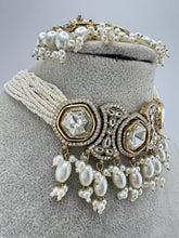 White Pearl Antique Polki Kundan Choker Necklace set, Indian jewelry, Pakistani necklace, Punjabi necklace, bridal, Indian wedding
