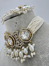 White Pearl Antique Polki Kundan Choker Necklace set, Indian jewelry, Pakistani necklace, Punjabi necklace, bridal, Indian wedding