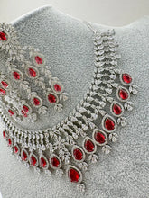Ruby CZ diamond bridal necklace, American Diamond wedding necklace, Cz jewelry, Indian, Pakistani, Punjabi wedding jewelry