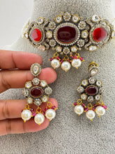 Ruby Victorian moissanite polki Choker Necklace, Statement Necklace, Semi Precious Necklace, Designer necklace, Indian wedding