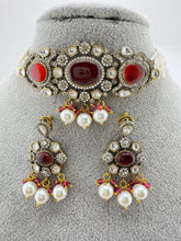 Ruby Victorian moissanite polki Choker Necklace, Statement Necklace, Semi Precious Necklace, Designer necklace, Indian wedding