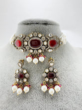 Ruby Victorian moissanite polki Choker Necklace, Statement Necklace, Semi Precious Necklace, Designer necklace, Indian wedding