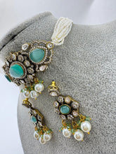 Mint Green Victorian moissanite polki Choker Necklace, Statement Necklace, Semi Precious Necklace, Designer necklace, Indian wedding