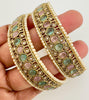 Mint Pink Antique Polki Kundan Bangles Set, Punjabi Pearl bangles Set/Bridal bangles/ wedding jewelry, Pakistani jewelry, Bridal Bangles