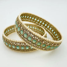 Mint Antique Polki Kundan Bangles Set, Punjabi Pearl bangles Set/Bridal bangles/ wedding jewelry, Pakistani jewelry, Bridal Bangles