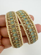 Mint Antique Polki Kundan Bangles Set, Punjabi Pearl bangles Set/Bridal bangles/ wedding jewelry, Pakistani jewelry, Bridal Bangles