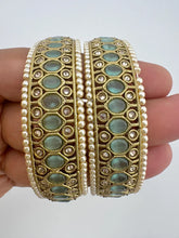 Mint Antique Polki Kundan Bangles Set, Punjabi Pearl bangles Set/Bridal bangles/ wedding jewelry, Pakistani jewelry, Bridal Bangles