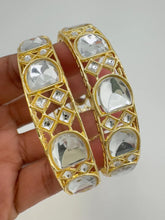 Gold Kundan Pearl Bangles Set(2 Pc)/Indian bangles/Punjabi Pearl bangles Set/Bridal bangles/wedding jewelry/Bridal chooda bangles