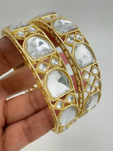 Gold Kundan Pearl Bangles Set(2 Pc)/Indian bangles/Punjabi Pearl bangles Set/Bridal bangles/wedding jewelry/Bridal chooda bangles