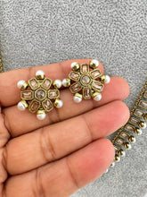 Long Antique Dull Gold plated Polki Pearl mala Necklace/Indian Long Necklace/Pakistani Jewelry/Haram Necklace/Indian Wedding/Rani Haar