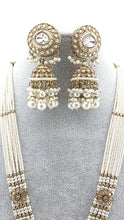 White Antique Polki Reverse AD Kundan long necklace/Kundan long Necklace/Indian Long Necklace/Pearl Polki mala set/Indian jewelry/bridal