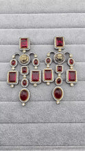 Sabyasachi-inspired monalisa stone and CZ earrings, Victorian earrings, designer earrings Sabhyasachi jewelry, statement long earrings