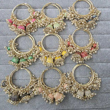 Gold plated Meenakari Hoop Earrings/Bali Jhumkas/Traditional earrings/Trendy earrings/Statement earrings/Bridal jewelry/Pakistani/Punjabi