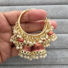 Gold plated Meenakari Hoop Earrings/Bali Jhumkas/Traditional earrings/Trendy earrings/Statement earrings/Bridal jewelry/Pakistani/Punjabi