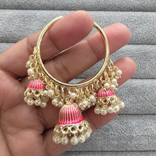 Gold plated Meenakari Hoop Earrings/Bali Jhumkas/Traditional earrings/Trendy earrings/Statement earrings/Bridal jewelry/Pakistani/Punjabi