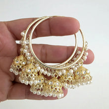 Gold Kundan Traditional Baliyaan, Indian Pakistani Hoop earrings/hoop baliyaan/bali earrings/Waliyaan/Punjabi Jewelry/wedding