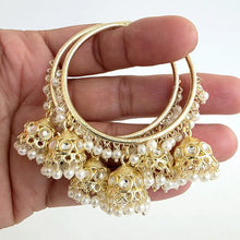Gold Kundan Traditional Baliyaan, Indian Pakistani Hoop earrings/hoop baliyaan/bali earrings/Waliyaan/Punjabi Jewelry/wedding
