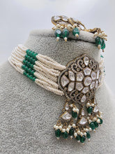 Green Victorian CZ Stone Necklace/Sabyasachi Necklace/Kundan Jewelry Set/Indian wedding collection/Bridal Necklace/Pakistani Jewelry