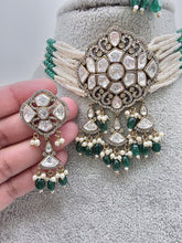 Green Victorian CZ Stone Necklace/Sabyasachi Necklace/Kundan Jewelry Set/Indian wedding collection/Bridal Necklace/Pakistani Jewelry