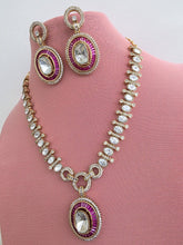 Ruby Victorian Moissanite Necklace, Semi-precious muti stones Pendant Necklace, Indian Bridal Jewelry, Bollywood Sabyasachi Necklace