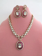 Ruby Victorian Moissanite Necklace, Semi-precious muti stones Pendant Necklace, Indian Bridal Jewelry, Bollywood Sabyasachi Necklace
