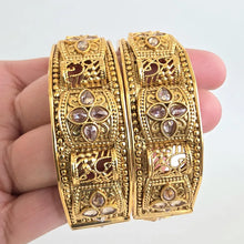 Gold plated Polki openable bangle pair/Statement Kada/Polki Kundan Bangles/Bridal Bangles/Indian Wedding/Pakistani/Punjabi bangle jewelry