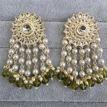 Mehendi olive green Bollywood Kundan Chandbali Earrings Indian Earrings pearl Earring Pakistani Earrings Statement Earrings Long chandelier