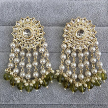 Mehendi olive green Bollywood Kundan Chandbali Earrings Indian Earrings pearl Earring Pakistani Earrings Statement Earrings Long chandelier