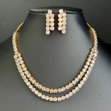Gold Tone 2 layered CZ American Diamond Necklace/Gold CZ Stones Necklace/Elegant/Unique Jewelry/Indian/Pakistani/Bollywood/Indian Wedding