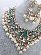 Mint Bridal Mossinate Polki Victorian Necklace, Sabyasachi Necklace, Wedding necklace, Semi Precious Jewelry, Bollywood Celebrity Necklace