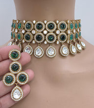 Green Victorian Moissanite Polki Kundan Choker Necklace, Sabyasachi Necklace,Designer Semi Precious, Bollywood Pakistani, Bridal Necklace