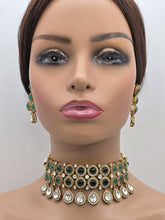 Green Victorian Moissanite Polki Kundan Choker Necklace, Sabyasachi Necklace,Designer Semi Precious, Bollywood Pakistani, Bridal Necklace
