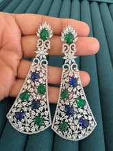 Blue Green Long Cocktail CZ Diamond Earring, American Diamond earrings/Indian Jewelry/Pakistani Jewelry,CZ earrings/AD earrings/Gift for her IndianJewelTrends 4.5 out of 5 stars