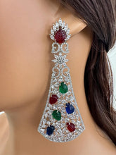 Multi Long Cocktail CZ Diamond Earring, American Diamond earrings/Indian Jewelry/Pakistani Jewelry,CZ earrings/AD earrings/Gift for her