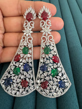 Multi Long Cocktail CZ Diamond Earring, American Diamond earrings/Indian Jewelry/Pakistani Jewelry,CZ earrings/AD earrings/Gift for her