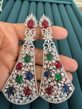 Multi Long Cocktail CZ Diamond Earring, American Diamond earrings/Indian Jewelry/Pakistani Jewelry,CZ earrings/AD earrings/Gift for her