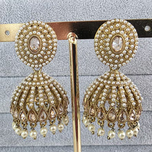 Restocked dull Gold plated Polki Jhumka/stone Jhumka/Indian Jewelry/Pakistani/Punjabi/Indian/Statement earring/Bridal earring/Indian wedding