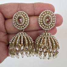 Restocked dull Gold plated Polki Jhumka/stone Jhumka/Indian Jewelry/Pakistani/Punjabi/Indian/Statement earring/Bridal earring/Indian wedding