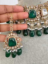 Green Bridal Mossinate Polki Kundan Victorian Necklace, Sabyasachi Necklace, Wedding necklace, Semi Precious Jewelry, Bollywood Celebrity